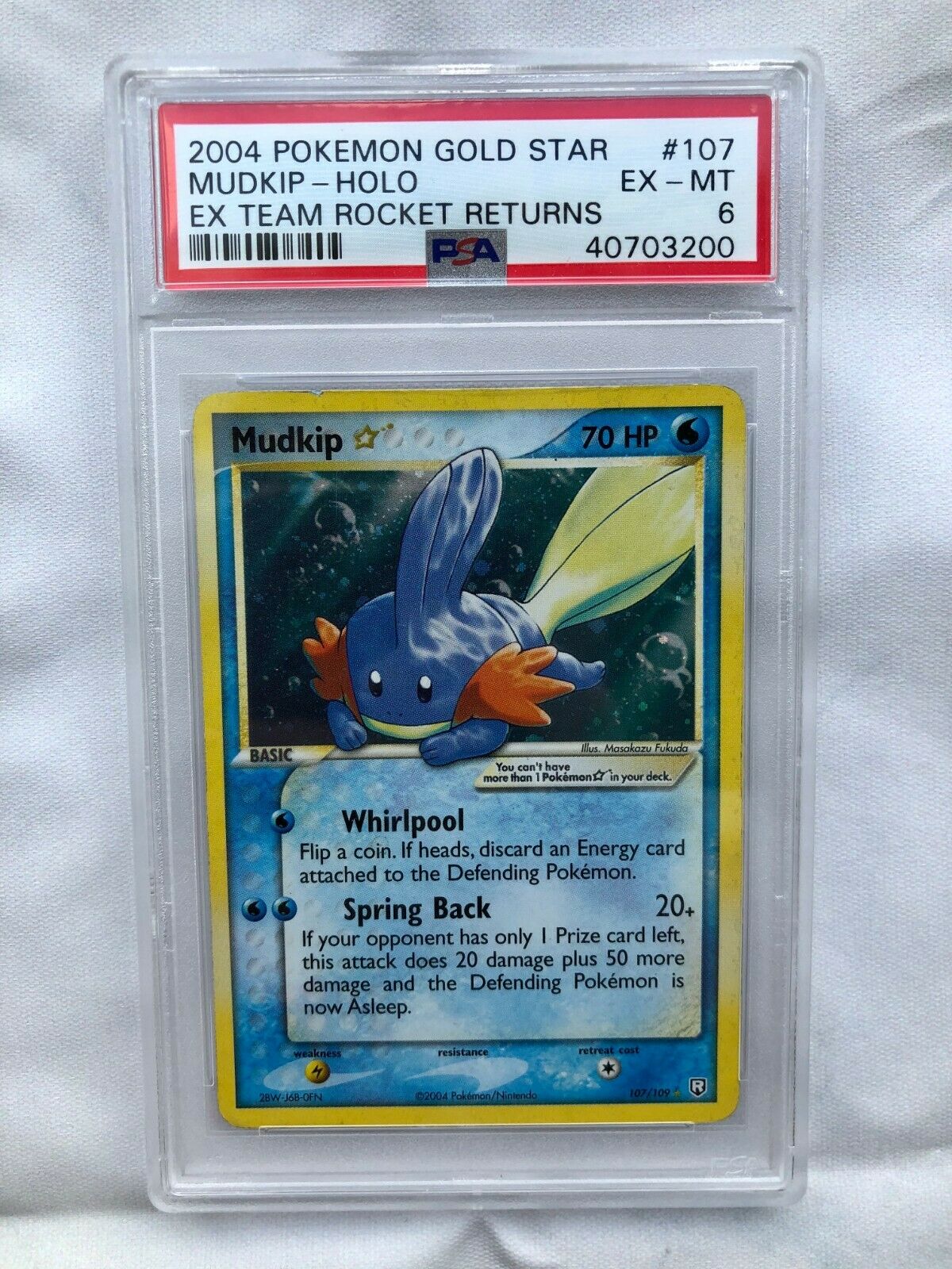 Pokemon Mudkip Gold Star PSA 6 EXMT ex Team Rocket Returns 2004 107 Goldstar