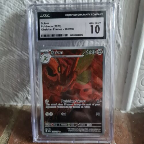 Pokmon Scizor Sv03 Obsidian Flames 205197 Illustration Rare CGC Gem Mint 10