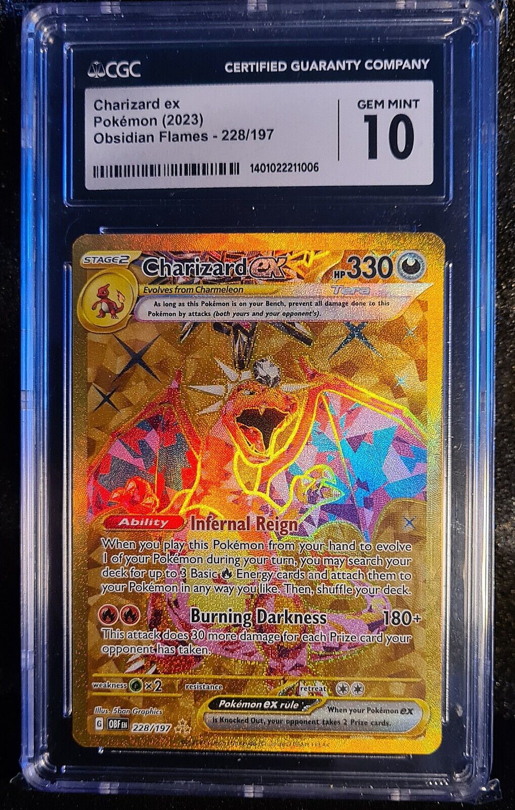 Pokmon TCG CHARIZARD EX  228197 HYPER  RARE GOLD CGC Grade 10 GEM